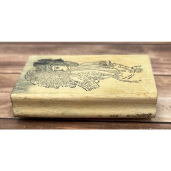 1992 STAMP FRANCISCO WOOD RUBBER STAMP ELEGANT PARIS LADY N TOP HAT W/ UMBRELLA - Picture 5 of 6